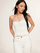 Hand-Crocheted Scalloped-Edge Knit Tube Top in White