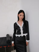 "Romantic Rules" Monochrome French Lace Blouse