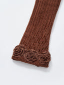 Lace Rose Knitted Cardigan in Caramel chestnut