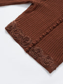 Lace Rose Knitted Cardigan in Caramel chestnut