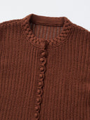 Lace Rose Knitted Cardigan in Caramel chestnut
