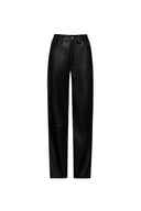 Straight Leather Trousers in Black