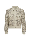Floral Laser-Embroidered Faux Leather Jacket