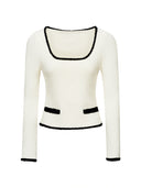 Madeleine Bouclé Crew-neck Top in White
