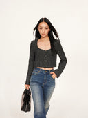 Black & White Mixed-weave Cropped Tweed Jacket