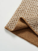 Shimmering Sequin Argyle Knit Short-Sleeve Top in Sandy gold
