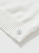Short-Sleeve Knitted Top with Feather trim in White