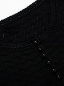 Merino Wool Knit Top with Flared Sleeves in Black
