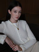 Lace Rose Knitted Cardigan in Moonlight white