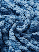 Cloud Textured Bubble-Knit Cropped Cardigan in Misty Blue