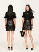 Mid-rise A-Line Buckle Skirt in Black