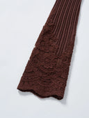 Wool-Cashmere Lace-Trimmed Flare-Sleeve Knit Cardigan in Caramel Chestnut
