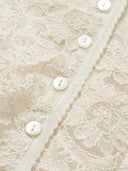 Wool-Cashmere Lace-Trimmed Flare-Sleeve Knit Cardigan in Moonlight White