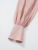 Lantern-sleeved Blouse with Tie-Neck Detail in Sakura pink