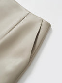 Retro-modern Faux Leather Straight Skirt in Sandy Beige